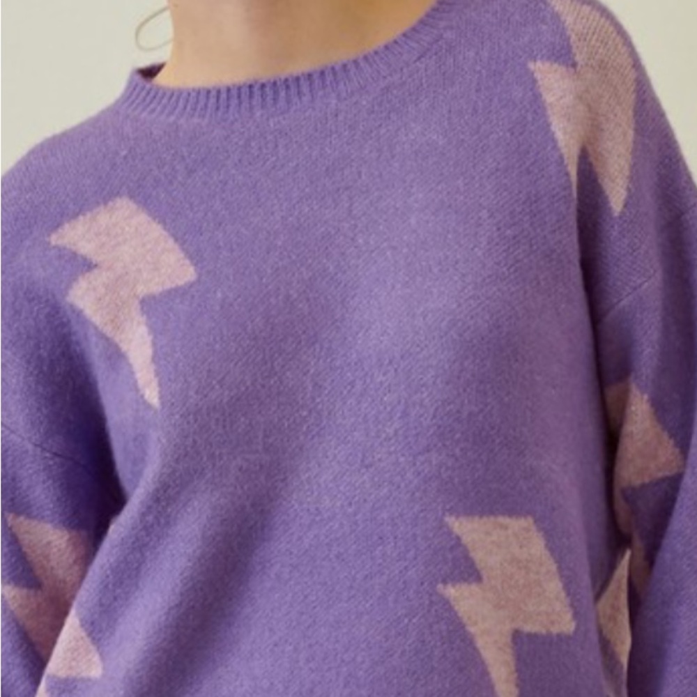 Storia Lavender and Pink Bolt Sweater